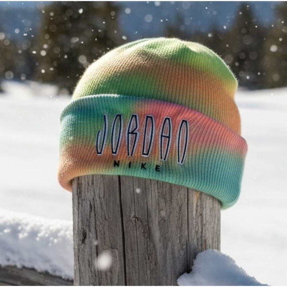 Nike Air Jordan Pastel Tie Dye Knit Beanie Hat Rare Colorway